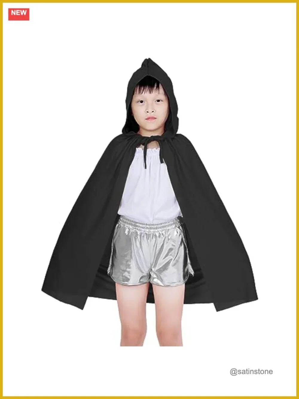 Kids Hooded Cloak Cape Halloween Costume Medieval Dress Up Polyester